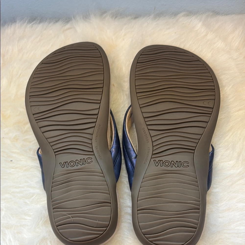 New! Vionic Raya Purple/Blue Tan Sandals with Ergonomic Design size 8.5 Wide - Picture 6 of 7